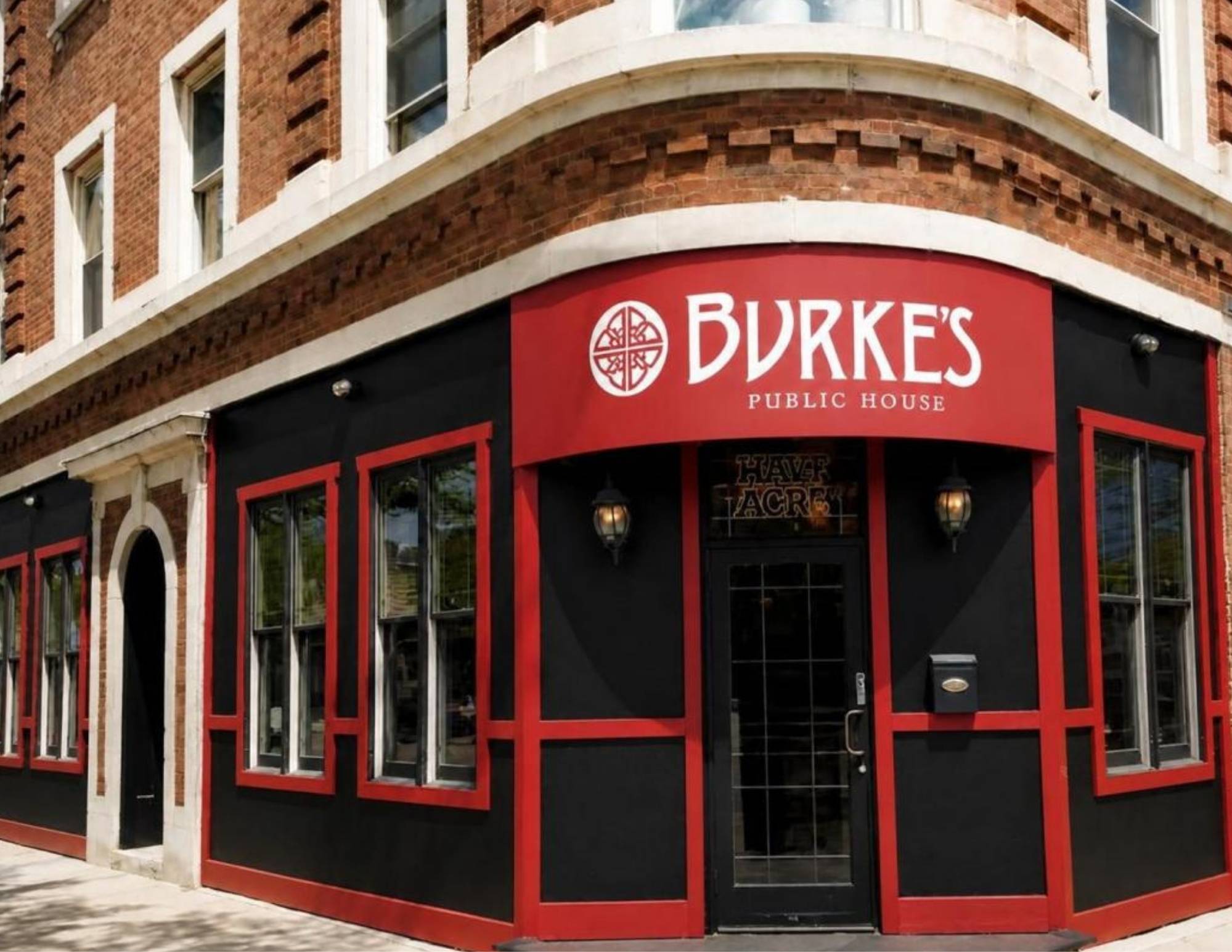 Exterior of Burke's Public House, a neighborhood sports bar and pub at 5401 N. Broadway Ave in Edgewater, Chicago, IL